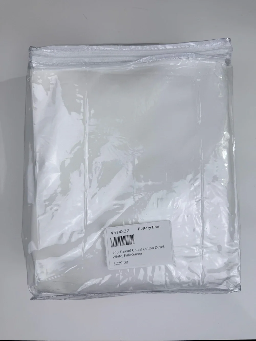 POTTERY BARN 700-Thread-Count Sateen Duvet Cover White